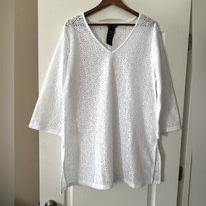 Mario Serrani Italy Lace Tunic Top, Boho Retro Swim Cover-up Women’s Large
